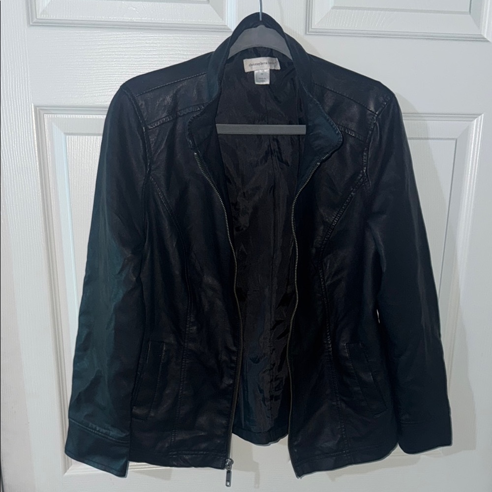 SOLD! Christopher & Banks Leather Black Jacket